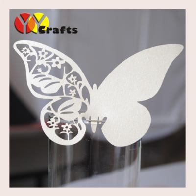 China Europe popular Wine Glass Place Cards , Floral Butterfly Place Cards For Weddings for sale