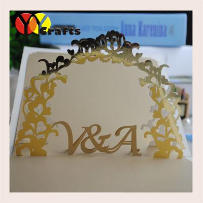 China Greeting Paper Pop Up Cards  metallic paper flower design with name initials for sale