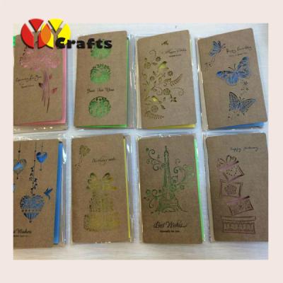 China Unique handmade greeting card kraft paper with various patterns for sale