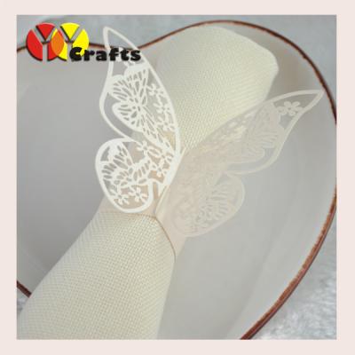 China Cream pearl paper butterfly napkin ring , laser cutting napkin rings for sale