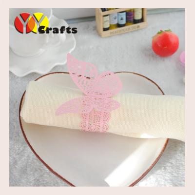 China Pink butterfly wedding napkin rings for hotel , Butterfly Paper Napkins for sale