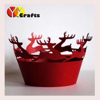 China Chrismas decoration various colors customize size  laser cut paper  cupcake holder for sale