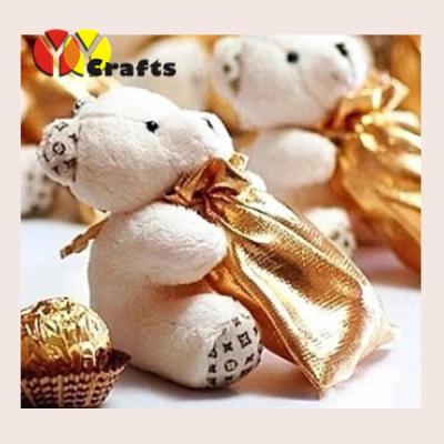 China Teddy bear small wedding candy bags beige pink and coffee bear with gold bag for sale