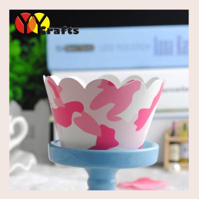 China Pointed lace cupcake wrappers color paper Printed for wedding for sale