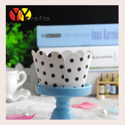 China Colorful Cupcake Wrappers and cake wrappers black dots flower , lace cupcake wrapper for sale