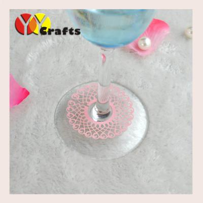 China Unique Colorful glass wine claim laser cut flower design party decorations for sale