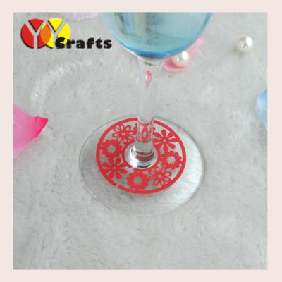 China Blue wine glass tag flower paper wine claim on wine glass bottom for sale