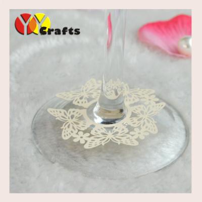 China Laser cut wedding place card holders butterfly design name card for wine glass decoration for sale