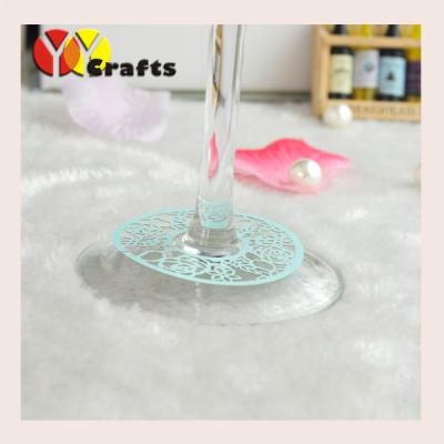 China Paper wedding party wine glass bottom claims laser cut flower for sale