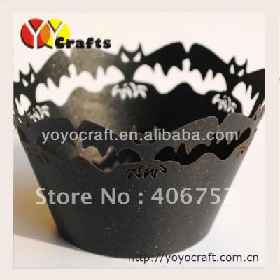 China Holloween party Laser Cut Cupcake Holder black color Non stick Eco - friendly for sale