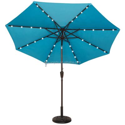 China LED Lights And USB Interface Outdoor Furniture Patio LED Market Umbrella 24 Light Umbrella for sale