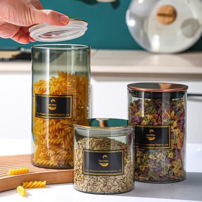 China Freshness Preservation Boron Material Silicon New High Sealed Ring Storage Bottle Glass Jar Wooden Lid for sale