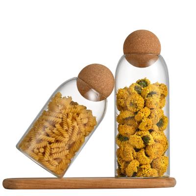 China Brand New High Quality Freshness Preservation Cork Stopper Glass Rice Storage Containers With Lids for sale