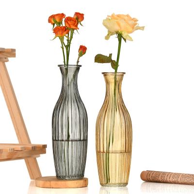 China Modern Vase Factory Price Colored Fashion Striped Glass Modern Decoration Tall Vases For Wedding for sale