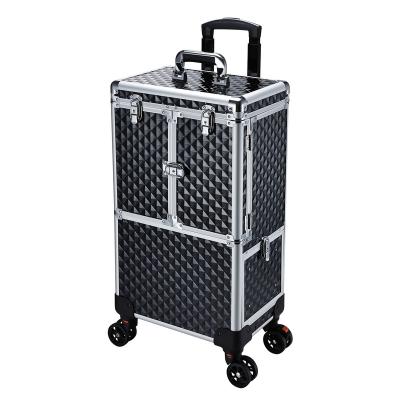 China Durable Professional Hairdresser Trolley Case with Drawer and Extendable Tray Multi Function Makeup Case for sale