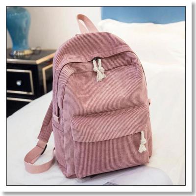 China Fashion Style Soft Cloth Soft Canvas Backpack Female Corduroy Backpack for sale