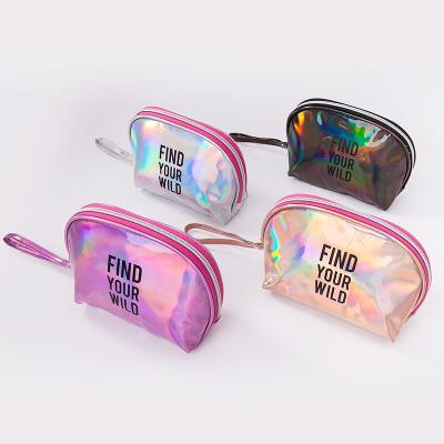 China Custom Fashion Factory Women Makeup Bag Laser PU Leather Holographic Cosmetic Bags for sale