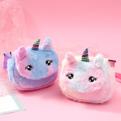 China Fashion Cute Unicorn Female Waist Bag Cartoon Kids Fashion Fanny Pack Plush Belt Bag Travel Trunk Bag for sale