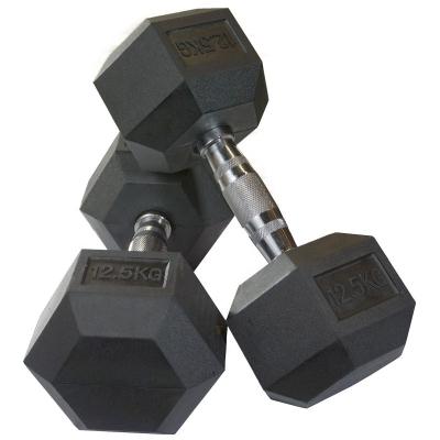 China Cheap Gym Blake Rubber Hex Dumbbell Commercial Use Price Fitness Equipment for sale