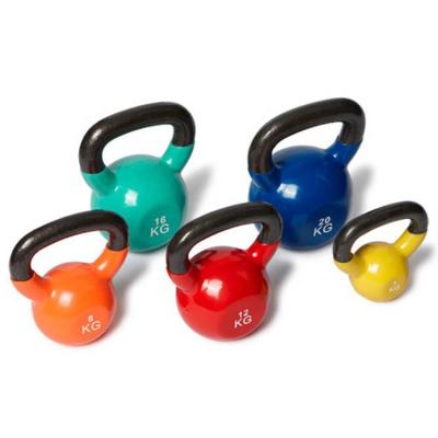 China Universal Gym Equipment Colored PVC Cast Vinyl Coated Dipping Kettlebell for sale