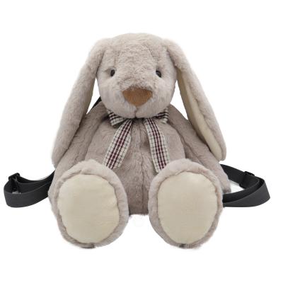 China Stuffed Rabbit Plush Toys Customized 12 Inch Toy School Bag Plush Backpacks With Sound Soft Doll Rabbit Toy for sale