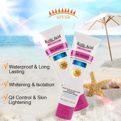 China Original High Quality Sunscreen Sunscreen UVA UVB Protect Non-sticky Brightening Kojic Acid Sunscreen Spf50 for sale