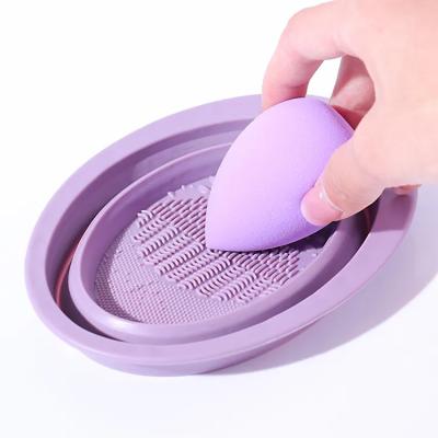 China Folding Silicone Makeup Brush Pad Oval Rubbing Cleansing Pad Makeup Brush Facial Massager Pad 1 for sale