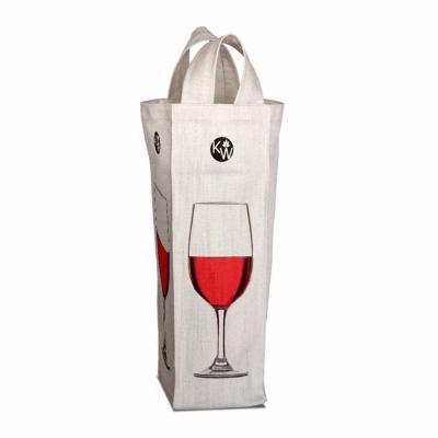 China Convenient Custom Pure Cotton 1 Bottle Wine Bag Cotton Wine Bags Printed for sale