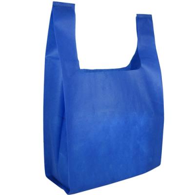 China Supermarket Handled Reusable T Shirt Shopping Bag , U Cut Non Woven T Shirt Bag for sale