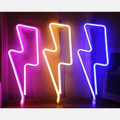 China Shops Purpose Lightning Shaped Night Neon Sign Ornaments Hanging Night Light For Home Decoration for sale