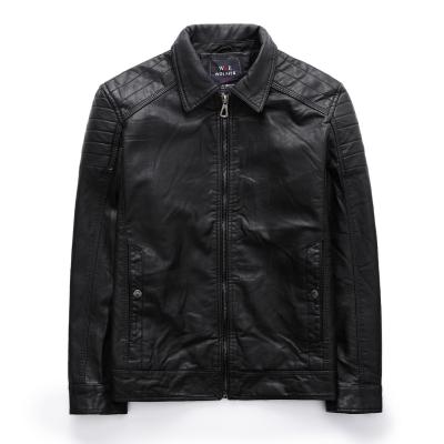 China Autumn and winter QUICK DRY sale of men's leather jacket middle-aged men's leather jacket plus size PU stand collar jacket for sale