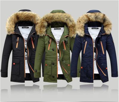 China QUICK DRY men's overcoat with heavy fur collar and medium length hooded young lovers for sale