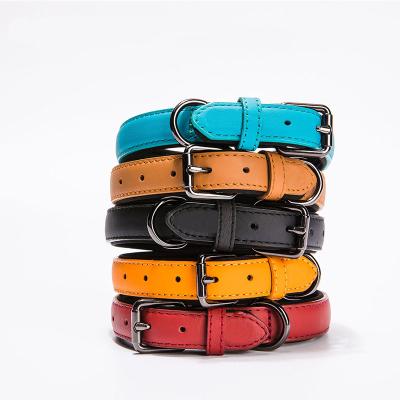 China Soft genuine leather personalized dog and pet collar made of durable real cow leather shaping outdoor sports collars for sale