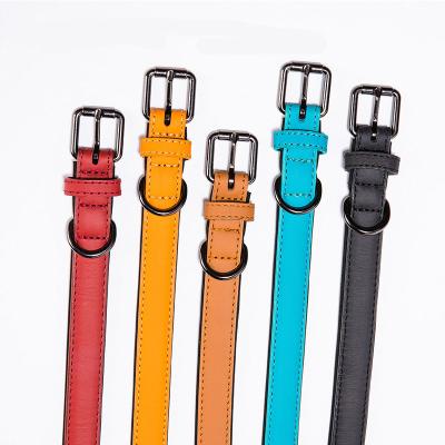 China Personalized Luxury Genuine Leather Pet Collar Custom Colors Soft Padded Waterproof Classic Genuine Leather Dog Collar for sale