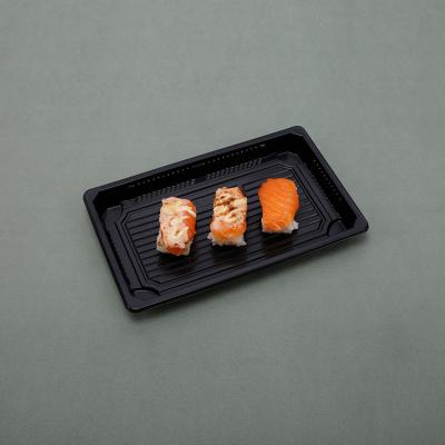 China Wholesale Price Disposable Plastic Sushi Box Biodegradable Sushi Tray Disposable Rectangle Food Box With Lid for sale