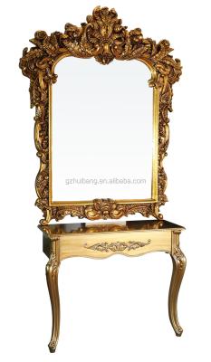 China Commercial luxury furniture modern design gold hair salon mirror station /table for sale HB-B353-B1 for sale