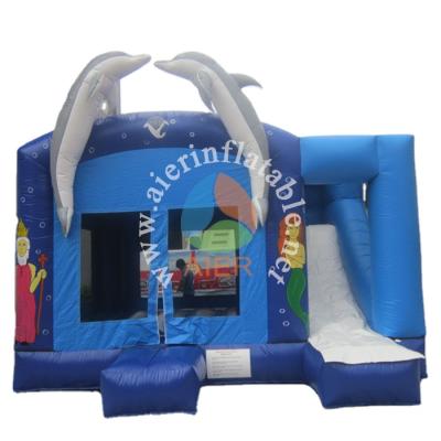 China water proof & fire resistance outdoor commercial blue inflatable bouncer house with slide kids party castle for sale for sale