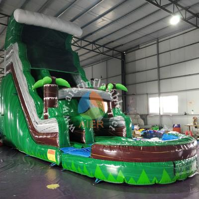 China water proof & fire resistance popular green jungle slide outdoor commercial inflatable water slide for sale for sale