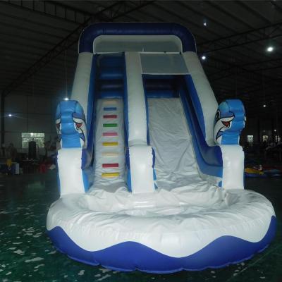 China Backyard Waterproof Cute Kids Theme Dolphin Inflatable Water Slide For Sale for sale