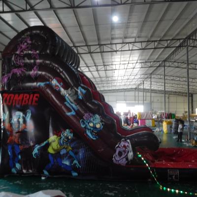 China New Designing Waterproof Halloween Theme Inflatable Zombie Slide With LED Light For Sale for sale