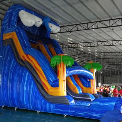 China Waterproof Inflatable Wave And Shark Water Slide / Slide For Dry Kids / Adult for sale