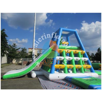 China Waterproof Summer Floating Inflatable Water Climbing Ride Toys With Slide for sale