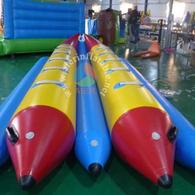 China water proof & High Quality Fire Resistance 0.9mm PVC Inflatable Banana Boat For Ten People To Play for sale