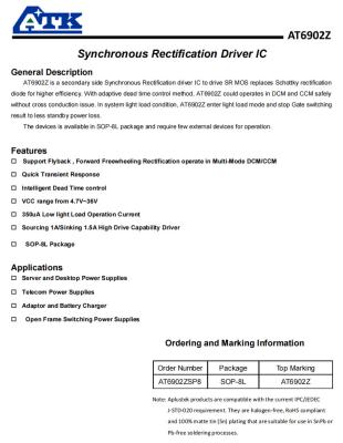 China Synchronous Rectification Driver IC Synchronous Rectification Driver IC  ATKIC AT6902Z for sale