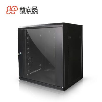 China SPCC Cold Rolled Steel 6U 450mm Wall Mount Network Server Cabinet For 19 Inch Computer A/V Equipment Tempered Glass Door Removable Side Panels Locks Fan for sale