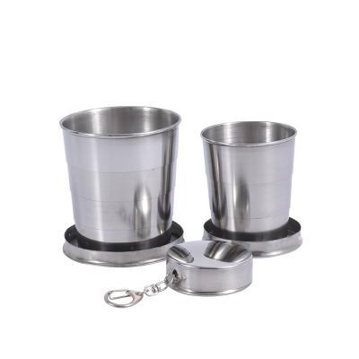 China 2022 Stainless Steel Sustainable Lightweight Folding Telescopic Travel Cups With Key Chain for sale