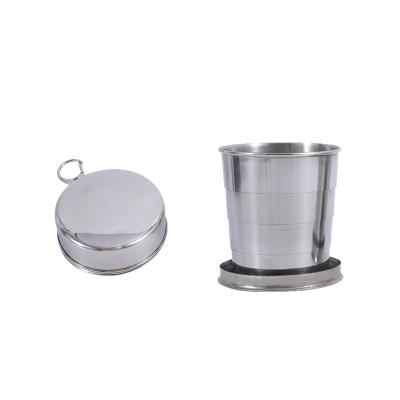 China Viable Manufacturer Wholesale Portable Telescopic Coffee Mug Folding Stainless Steel Camping Outdoor Wine Glass With Key Chain for sale