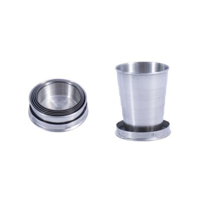 China Viable Custom Portable Camping Cup Wine Glass Stainless Steel Foldable Mug for sale