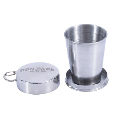 China Custom Viable Logo Spray Paint Stainless Steel Wine Glass Coffee Mug Portable Drinking Container Camping Foldable Mug for sale