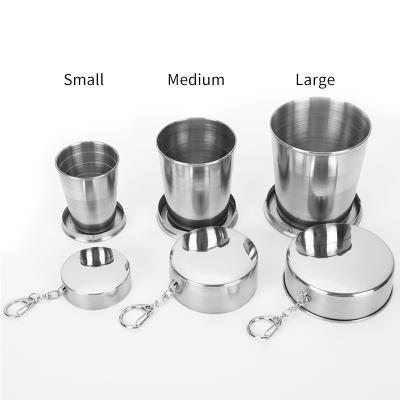 China Vending Stainless Steel Wine Glass Coffee Cup Viable Hot Cup Drinkware Collapsible Cup With Key Chain for sale